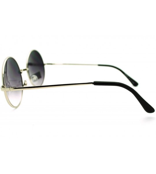 Round 70s Hippie Circle Lens Musician Groovy Wire Rim Sunglasses - Silver - CQ11HV9P3O3 $18.15