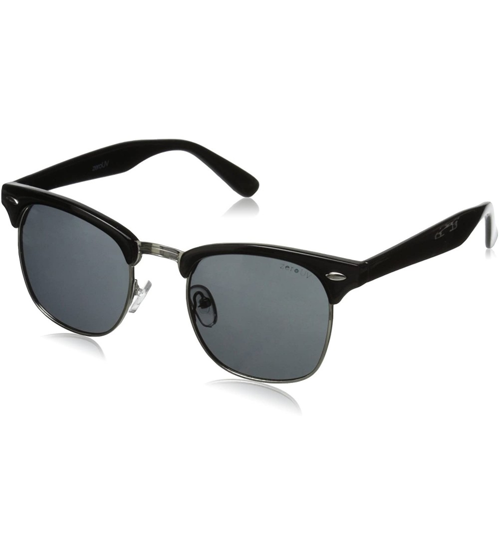 Sport Half Frame Semi-Rimless Horn Rimmed Sunglasses - Polarized - Black-silver / Smoke - CY11VTKPG0B $19.93