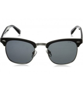 Sport Half Frame Semi-Rimless Horn Rimmed Sunglasses - Polarized - Black-silver / Smoke - CY11VTKPG0B $19.93