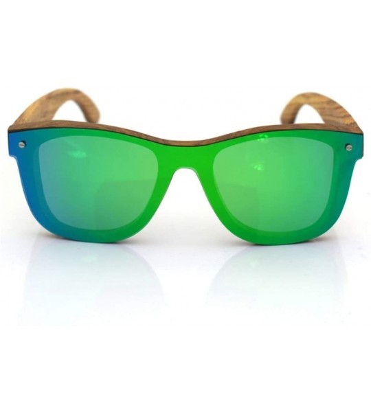 Round Unisex Wood Polarized Sunglasses Fashion Sunglasses (Color Green+Zebra Wood) - Green+zebra Wood - C61997KN03N $80.82