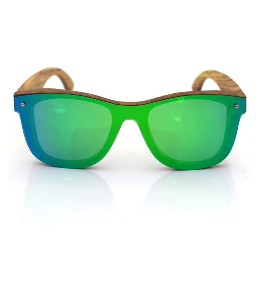 Round Unisex Wood Polarized Sunglasses Fashion Sunglasses (Color Green+Zebra Wood) - Green+zebra Wood - C61997KN03N $80.82