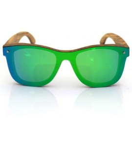 Round Unisex Wood Polarized Sunglasses Fashion Sunglasses (Color Green+Zebra Wood) - Green+zebra Wood - C61997KN03N $80.82