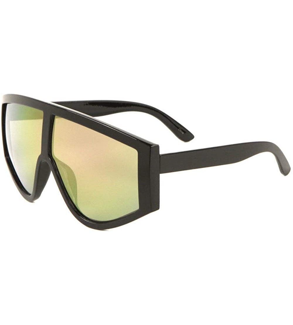 Goggle Khan Thick Bold Futuristic XL Oversized Shield Wrap Sunglasses - Black Frame - CR18W0AESUA $19.34