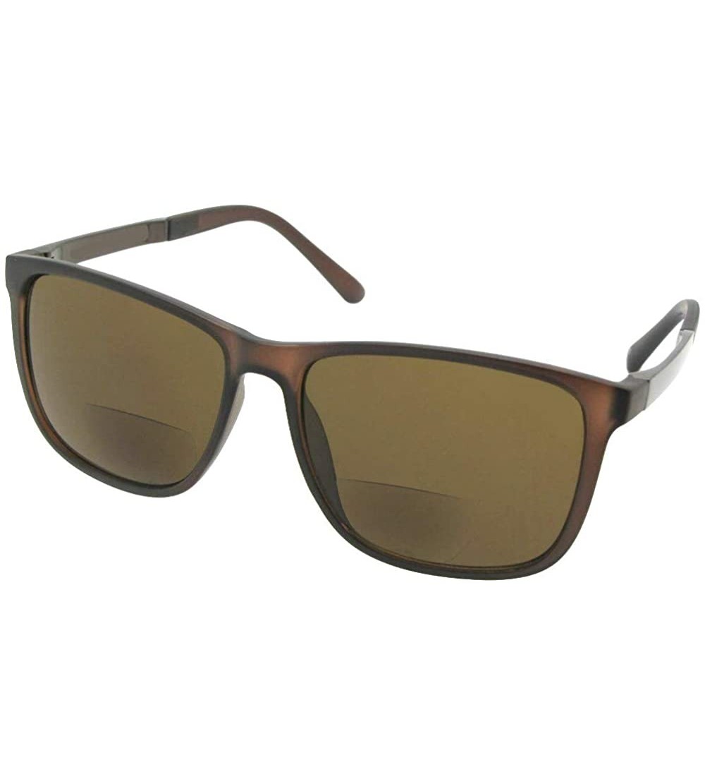 Square Square Bifocal Sunglasses B130 - Brown Frame Brown Lenses - CD18OQXKW4E $27.98
