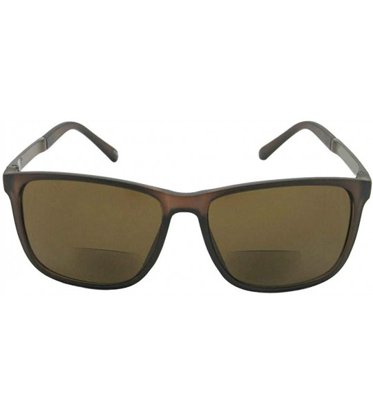 Square Square Bifocal Sunglasses B130 - Brown Frame Brown Lenses - CD18OQXKW4E $27.98