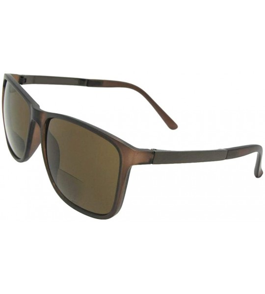 Square Square Bifocal Sunglasses B130 - Brown Frame Brown Lenses - CD18OQXKW4E $27.98