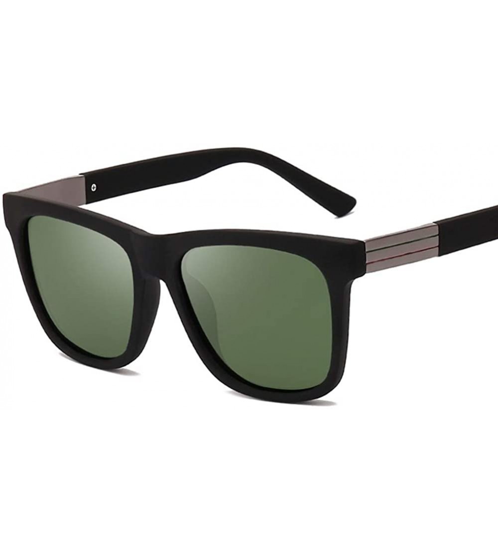 Square Men Women Polarized Sunglasses Fashion Classic Square Frame Mirror Lens Driving Eyewear UV400 - Black Green - C6199OOS...