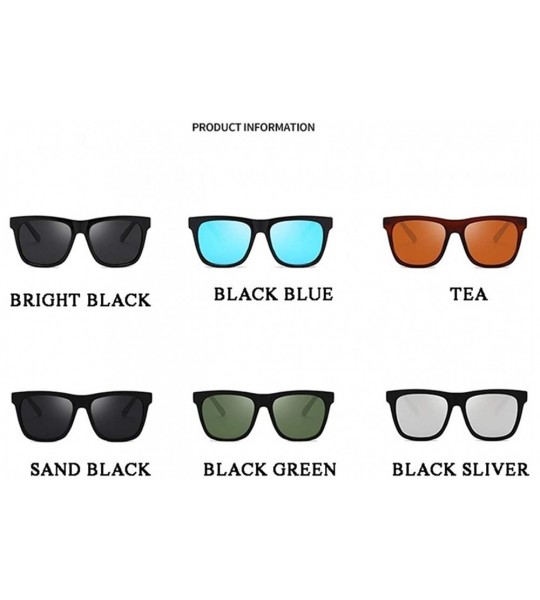 Square Men Women Polarized Sunglasses Fashion Classic Square Frame Mirror Lens Driving Eyewear UV400 - Black Green - C6199OOS...