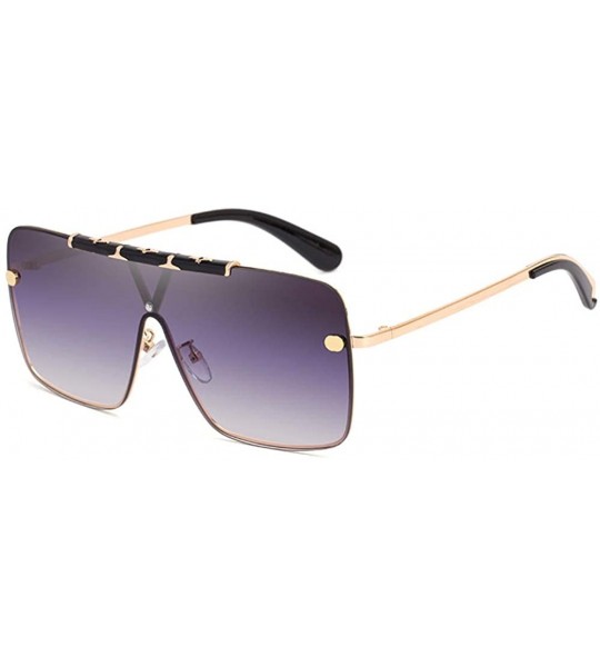 Shield Flat Top Sunglasses For Men Women Rimless Shield Sunglasses oversized Retro Sunglasses - 1 - CA190R7NYX8 $32.16