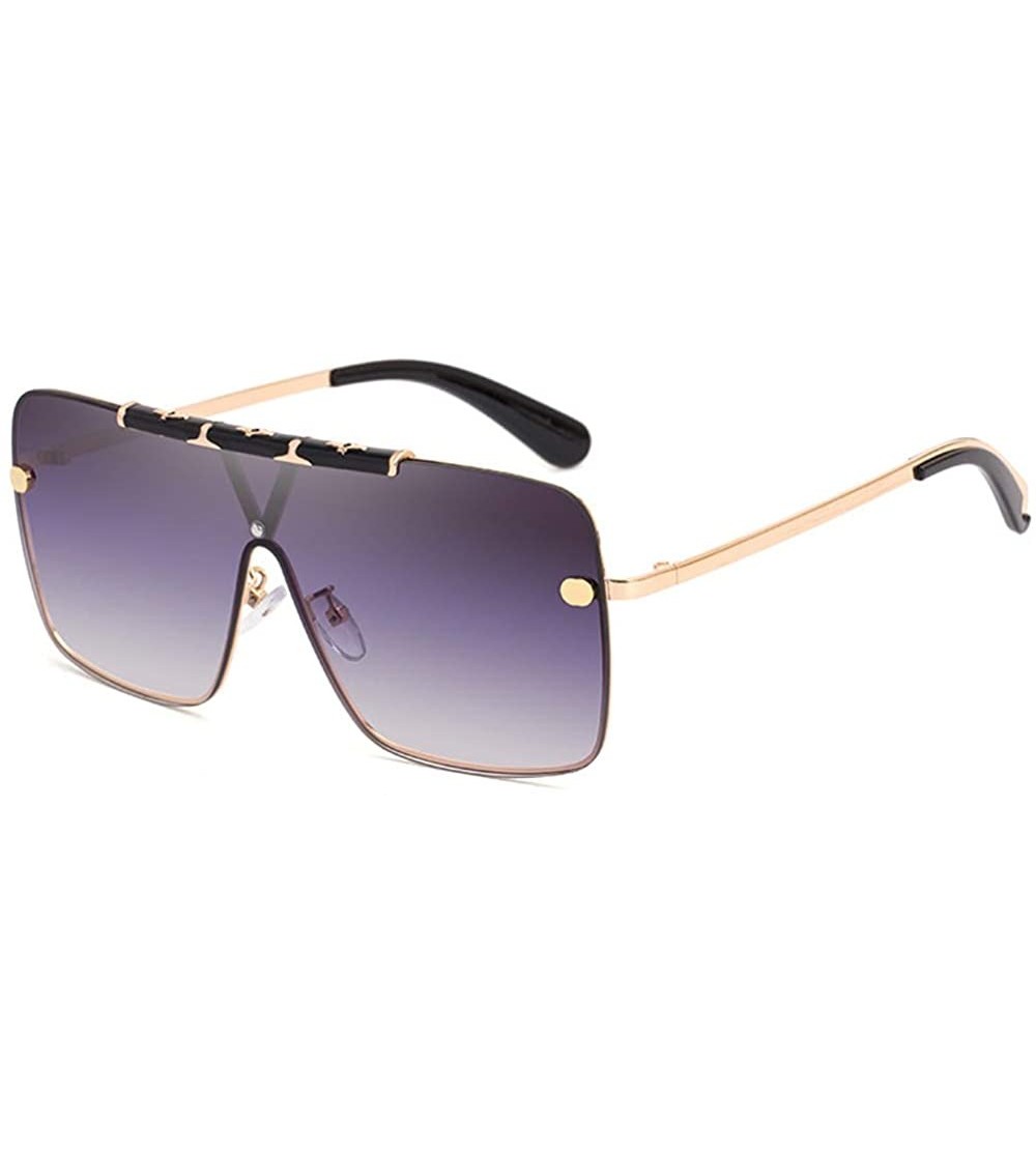 Shield Flat Top Sunglasses For Men Women Rimless Shield Sunglasses oversized Retro Sunglasses - 1 - CA190R7NYX8 $32.16