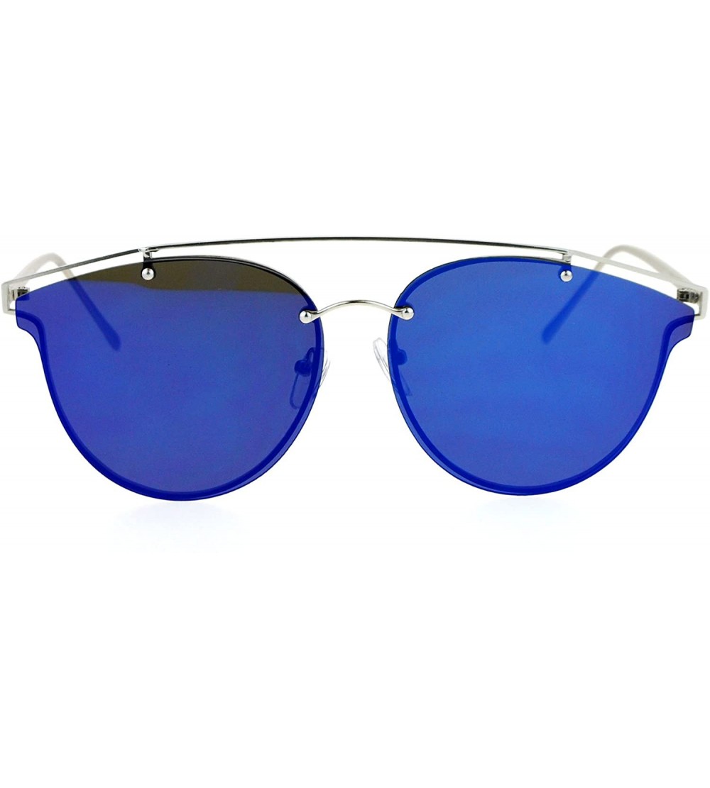 Rimless Color Mirror Flat Panel Unique Rimless Wire Bridge Horn Rim Sunglasses - Silver Blue - CL12NZWG832 $22.44