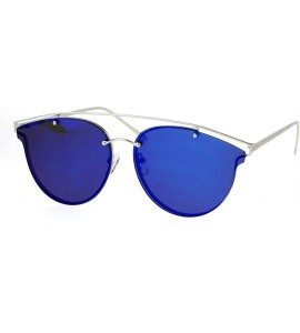 Rimless Color Mirror Flat Panel Unique Rimless Wire Bridge Horn Rim Sunglasses - Silver Blue - CL12NZWG832 $22.44