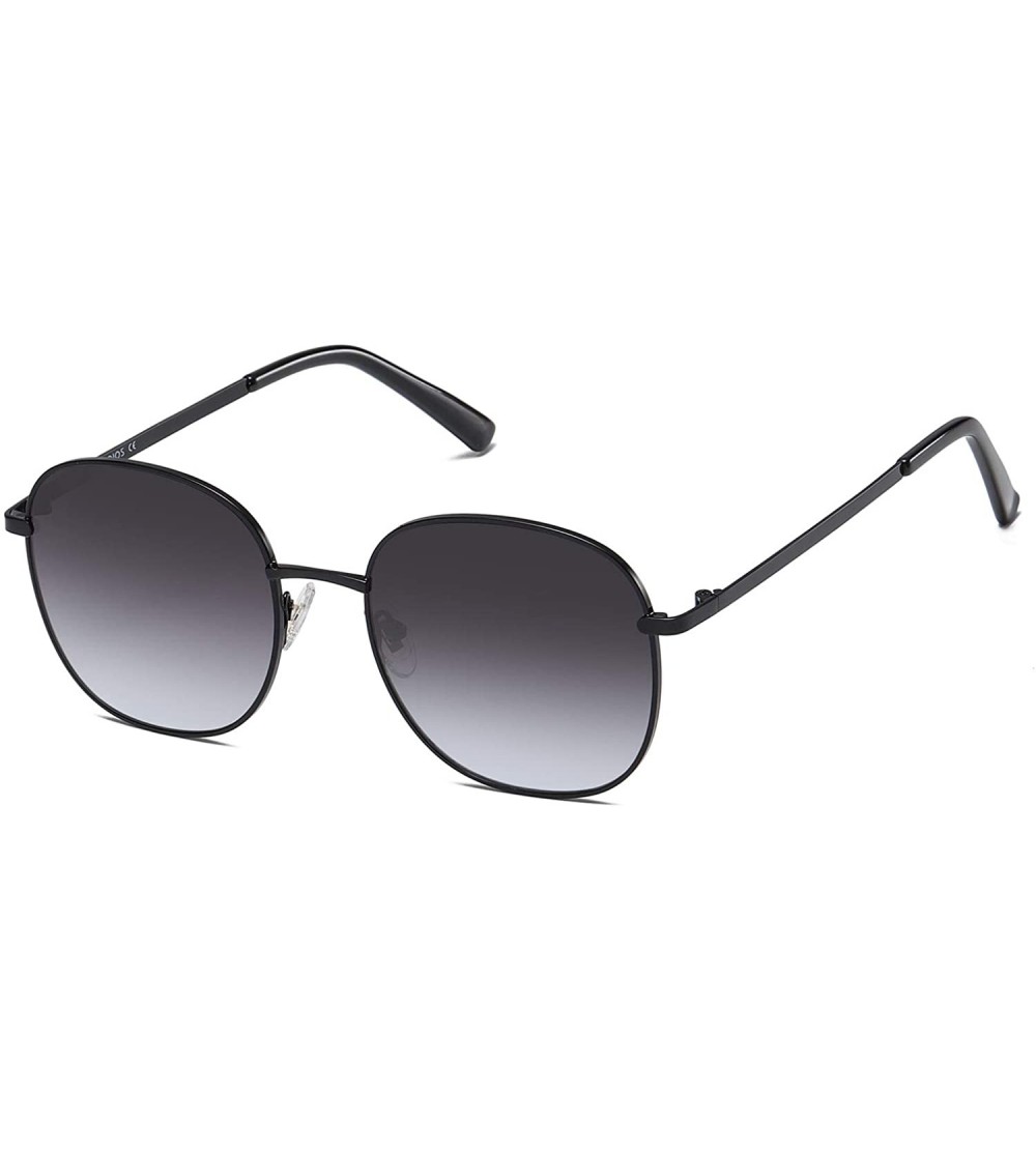 Square Designer Women Sunglasses Stylish Flat Mirrored Sunnies AURORA SJ1137 - C1 Black Frame/Gradient Grey Lens - CK192WD0IW...