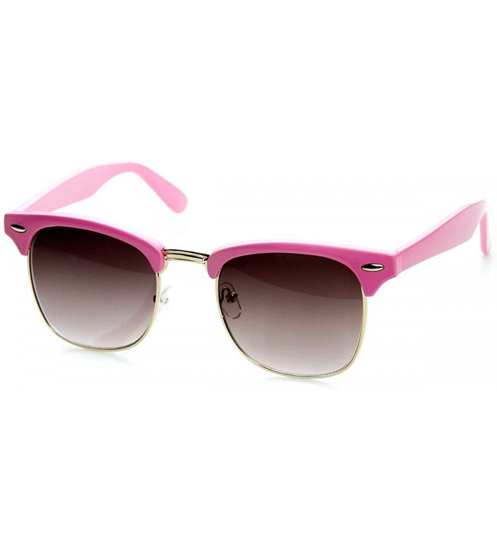 Wayfarer Classic Pastel Color Half Frame Horn Rimmed Sunglasses (Pink) - CR11KI3KLM3 $17.86