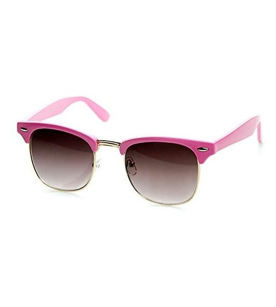 Wayfarer Classic Pastel Color Half Frame Horn Rimmed Sunglasses (Pink) - CR11KI3KLM3 $17.86