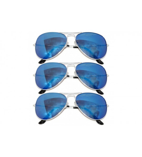 Aviator Classic Aviator Style Sunglasses Metal Frame with Color Lens UV Protection 3 Pairs - CT11MPT8CA5 $21.81