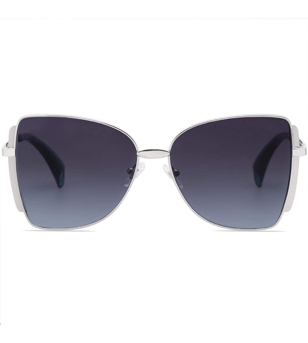 Butterfly Sunglasses for Women Butterfly Sunglasses UV400 ALLY SJ1123 - C3 Silver Frame/Gradient Dark Blue Lens - CS193LI72KM...