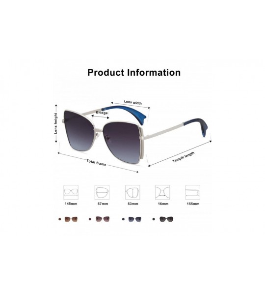 Butterfly Sunglasses for Women Butterfly Sunglasses UV400 ALLY SJ1123 - C3 Silver Frame/Gradient Dark Blue Lens - CS193LI72KM...