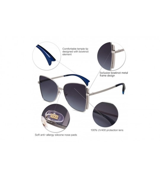 Butterfly Sunglasses for Women Butterfly Sunglasses UV400 ALLY SJ1123 - C3 Silver Frame/Gradient Dark Blue Lens - CS193LI72KM...