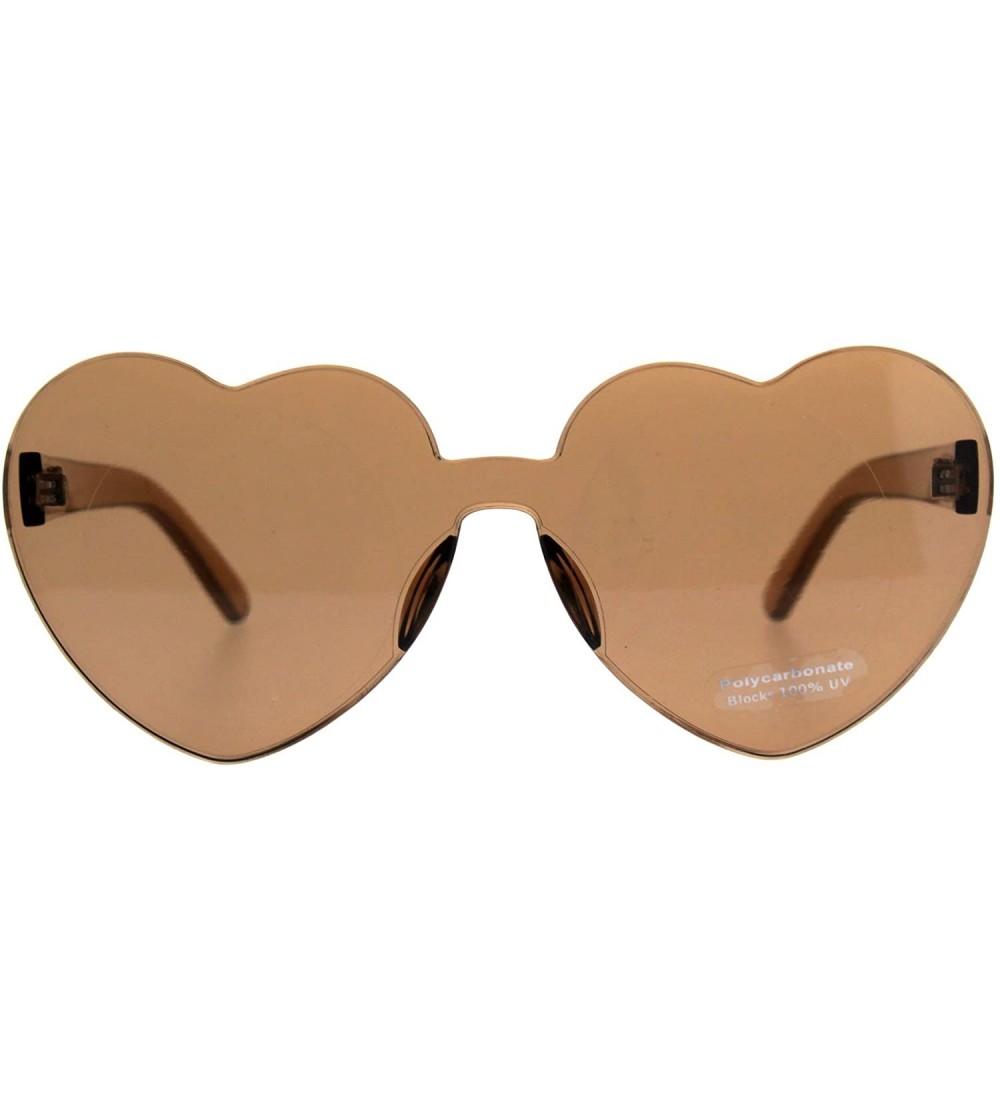 Shield Womens Heart Shape Rimless Shield Hippie Groove Valentine Sunglasses - Brown - CB18CX20SN6 $22.75