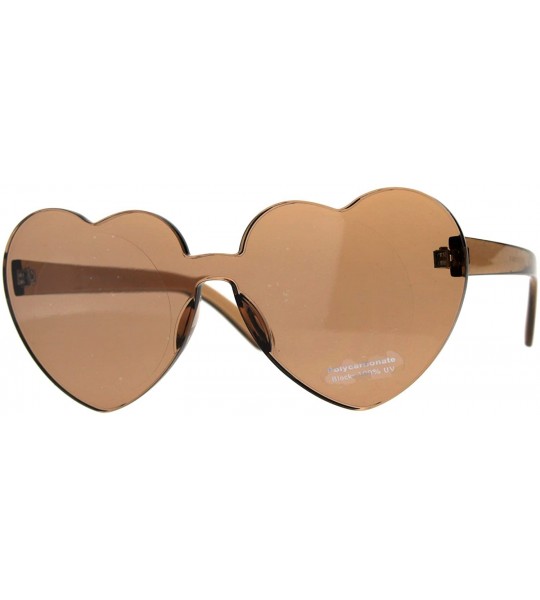 Shield Womens Heart Shape Rimless Shield Hippie Groove Valentine Sunglasses - Brown - CB18CX20SN6 $22.75