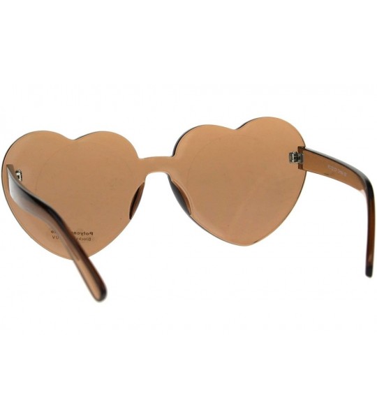 Shield Womens Heart Shape Rimless Shield Hippie Groove Valentine Sunglasses - Brown - CB18CX20SN6 $22.75