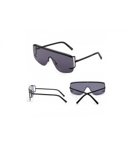 Oversized Oversized Shield Sunglasses Trendy Flat Top Rimless Sun Glasses for Women Men - Black / Grey - CB18I5K3KOW $29.79