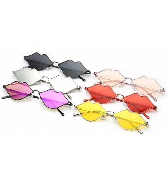 Oversized Sunglasses Women Sexy Mouth Sun Glasses Clear Color Metal Frame Eyewear Party Ladies - 6 - C918W0EOIQ5 $21.10