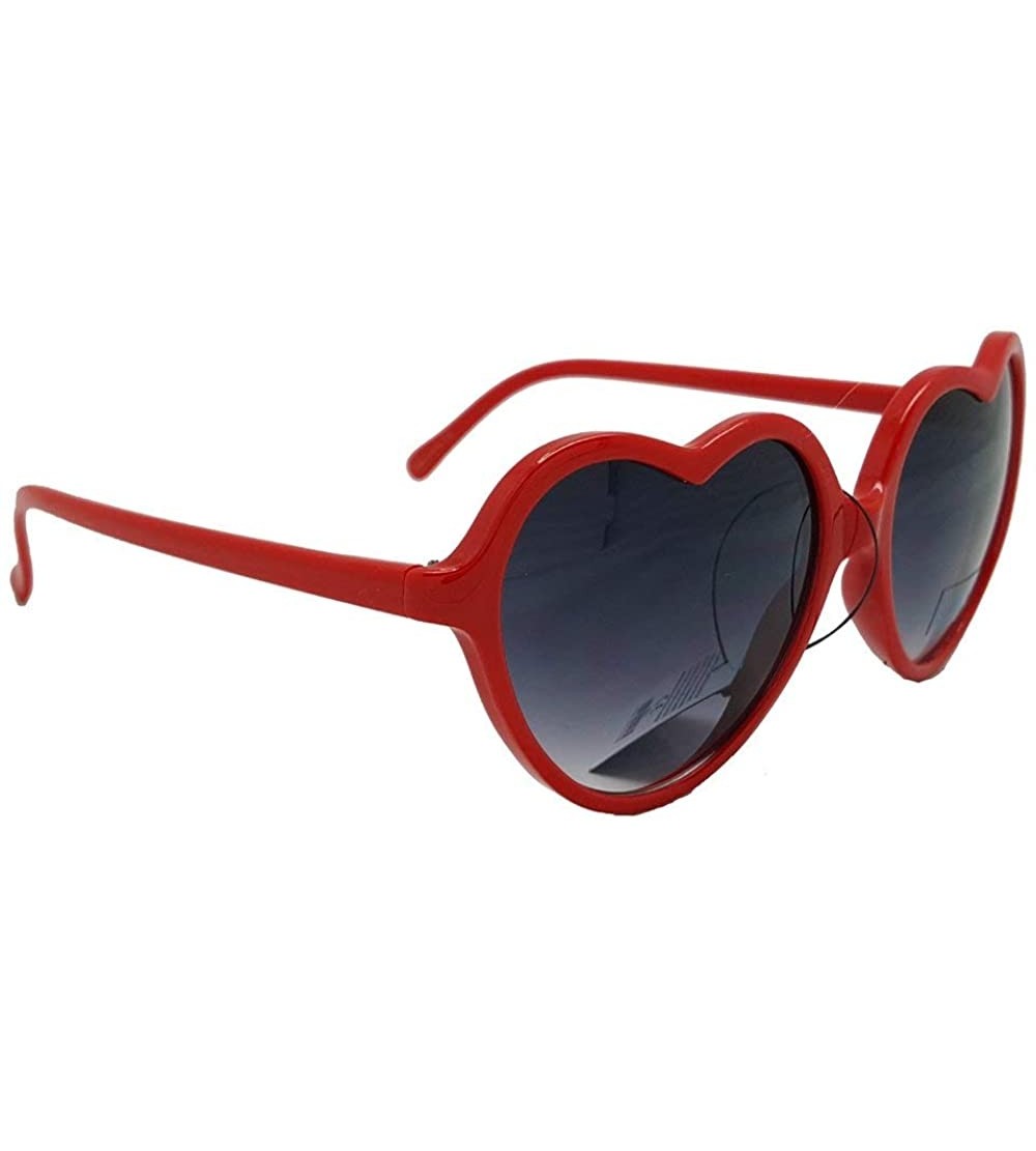 Round Love Heart Sunglasses Mod Women Fashion Shades RED BLACK WHITE - 0red - C0111V7PJ2R $17.51