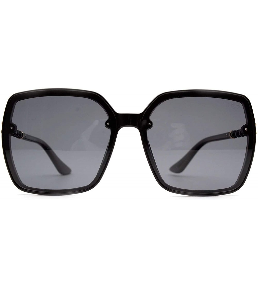 Oversized p666 Classic Oversized Polarized - for Womens 100% UV PROTECTION - Black-black - C6192TEOWTY $42.98