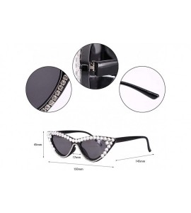 Aviator Vintage Cat Eye Diamond Crystal Sunglasses for Women Oversized Plastic Frame - Black Frame/White Diamond F - CG18XSLE...