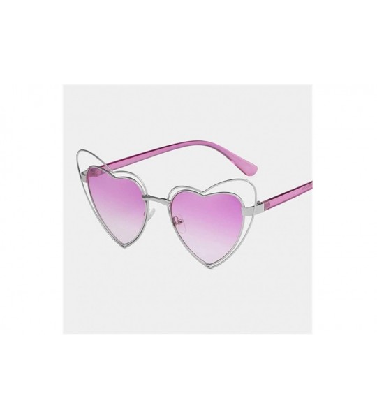 Goggle Love Heart Shaped Sunglasses for Women UV400 Lenses Sun Glasses Goggles - C5 Silver Purple - CV1986K66WA $23.71