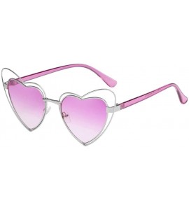 Goggle Love Heart Shaped Sunglasses for Women UV400 Lenses Sun Glasses Goggles - C5 Silver Purple - CV1986K66WA $23.71