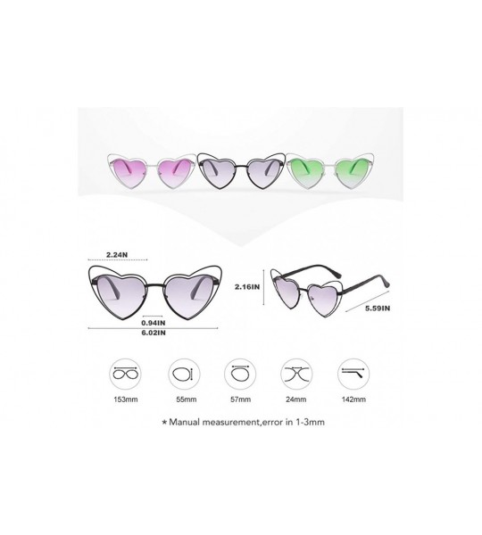 Goggle Love Heart Shaped Sunglasses for Women UV400 Lenses Sun Glasses Goggles - C5 Silver Purple - CV1986K66WA $23.71