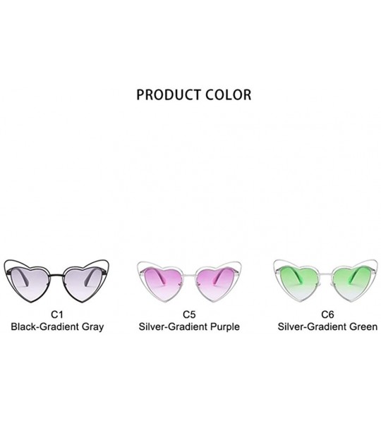 Goggle Love Heart Shaped Sunglasses for Women UV400 Lenses Sun Glasses Goggles - C5 Silver Purple - CV1986K66WA $23.71