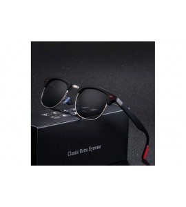 Aviator Classic Brand Polarized Sunglasses Men Women Vintage Retro Black Black C01 - Dark-blue Black C04 - CB18XE9KCGN $18.92