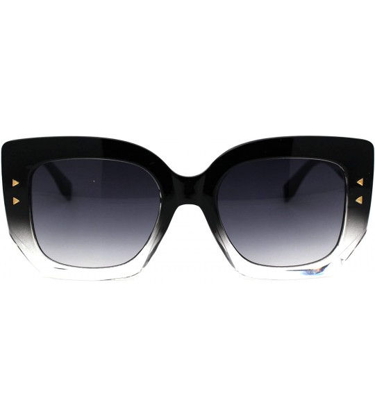 Butterfly Womens Thick Mod Plastic Butterfly Oversize Cat Eye Sunglasses - Black Clear Smoke - CU18ZWQ2ADZ $22.19