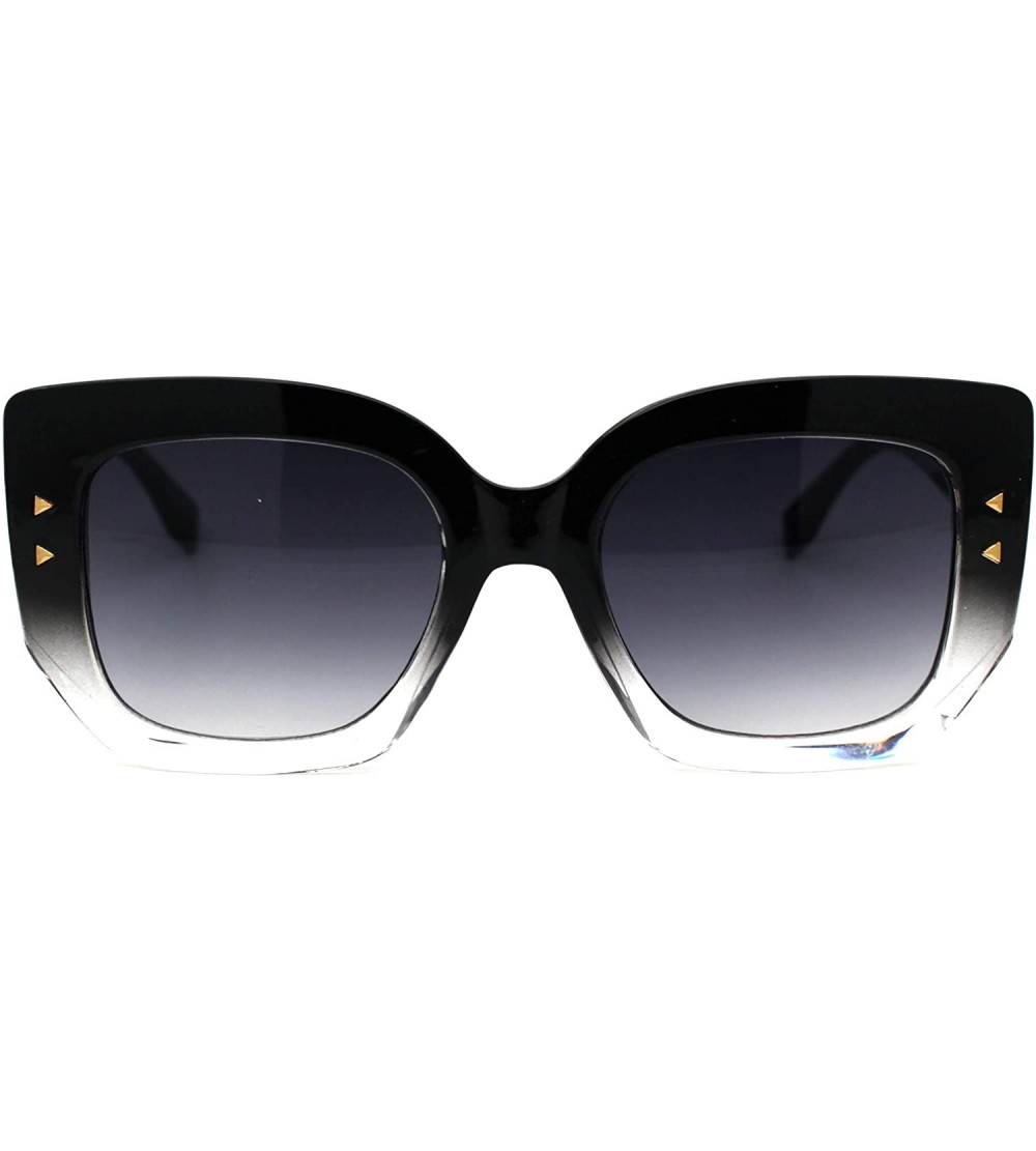 Butterfly Womens Thick Mod Plastic Butterfly Oversize Cat Eye Sunglasses - Black Clear Smoke - CU18ZWQ2ADZ $22.19