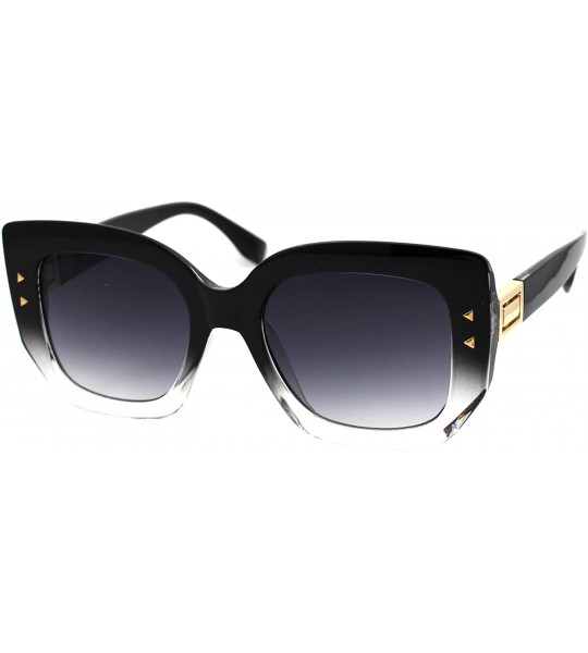 Butterfly Womens Thick Mod Plastic Butterfly Oversize Cat Eye Sunglasses - Black Clear Smoke - CU18ZWQ2ADZ $22.19