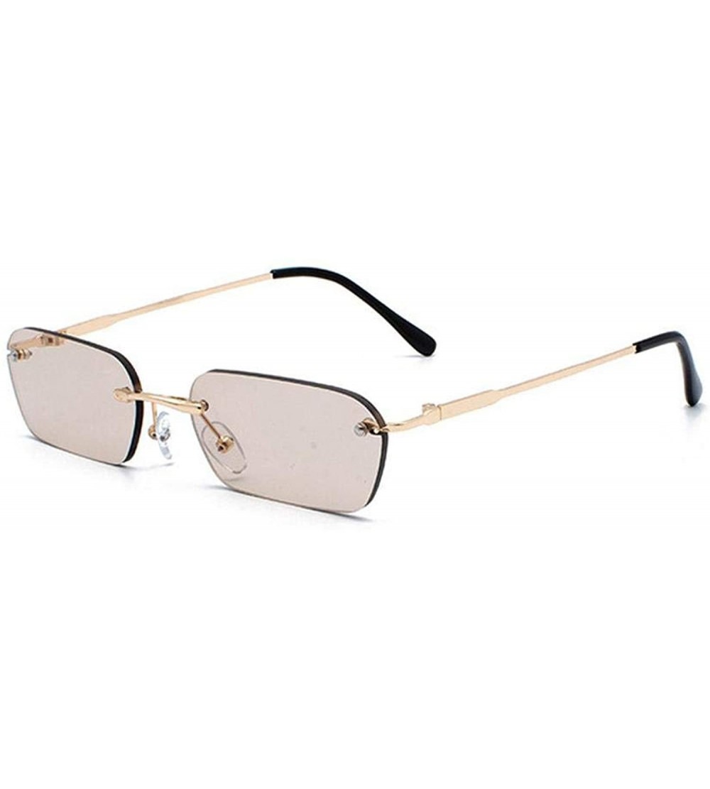 Goggle Fashion RimlSunglasses Women Vintage Ladies Transparent Lens Sun Glasses Rectangle UV400 O94 - C4 Gold-brown - C0198AI...