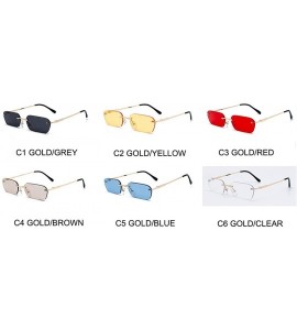 Goggle Fashion RimlSunglasses Women Vintage Ladies Transparent Lens Sun Glasses Rectangle UV400 O94 - C4 Gold-brown - C0198AI...