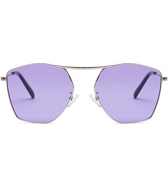 Aviator Men and women fashion retro polygon single beam aviator sunglasses prom mirror party travel - Purple - CQ18T2L7SQU $3...