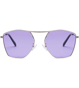 Aviator Men and women fashion retro polygon single beam aviator sunglasses prom mirror party travel - Purple - CQ18T2L7SQU $3...