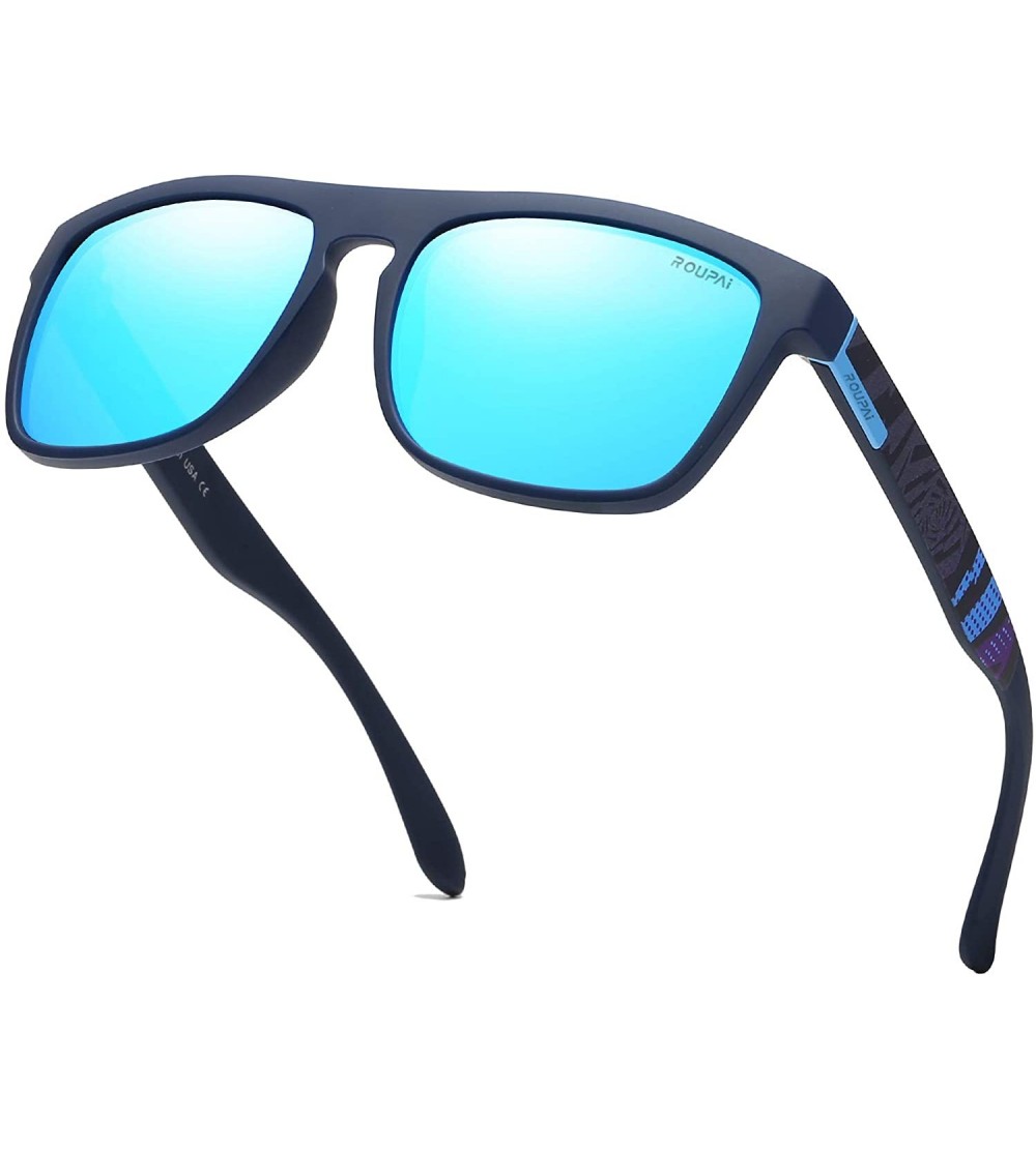 Oval Polarized Sunglasses TR90 Unbreakable Frame for Men Women 6018R - Ice Blue - CZ18RQHD9DZ $29.44