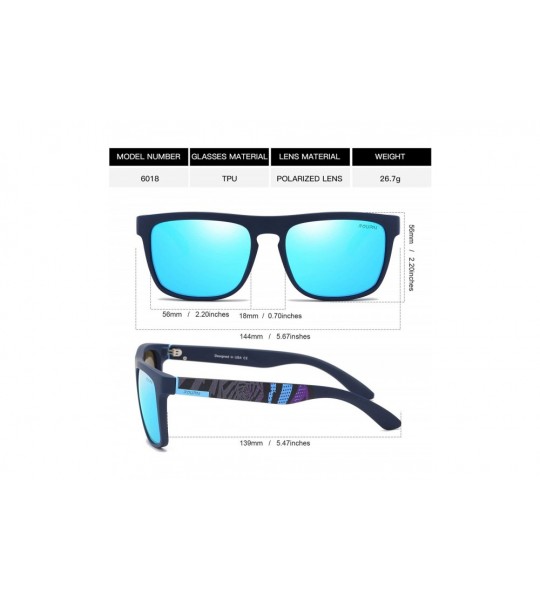 Oval Polarized Sunglasses TR90 Unbreakable Frame for Men Women 6018R - Ice Blue - CZ18RQHD9DZ $29.44