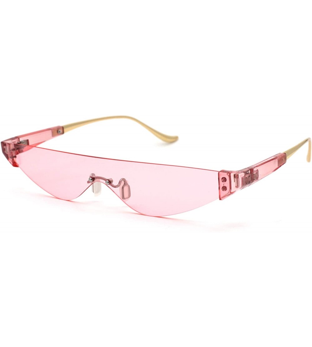 Cat Eye Flat Top Shield Futuristic Robot Cat Eye Sunglasses - All Pink - CP18WCZE7NG $22.40