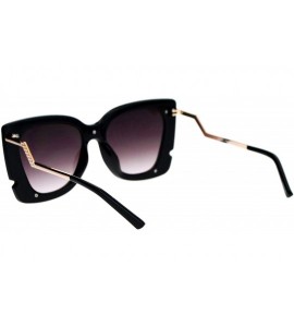 Square Square Butterfly Sunglasses Womens Unique Double Frame Zig Zag Arms - Black Gold - CZ1877MWO3U $22.52