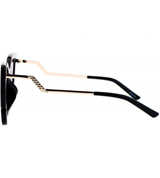 Square Square Butterfly Sunglasses Womens Unique Double Frame Zig Zag Arms - Black Gold - CZ1877MWO3U $22.52