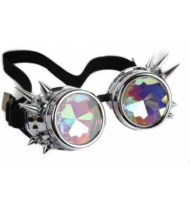 Goggle Kaleidoscopic Spike Steampunk Goggles Sunglasses Cosplay Aviator Cyber Gothic - Silver - CY1823592S9 $19.59