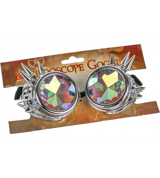 Goggle Kaleidoscopic Spike Steampunk Goggles Sunglasses Cosplay Aviator Cyber Gothic - Silver - CY1823592S9 $19.59